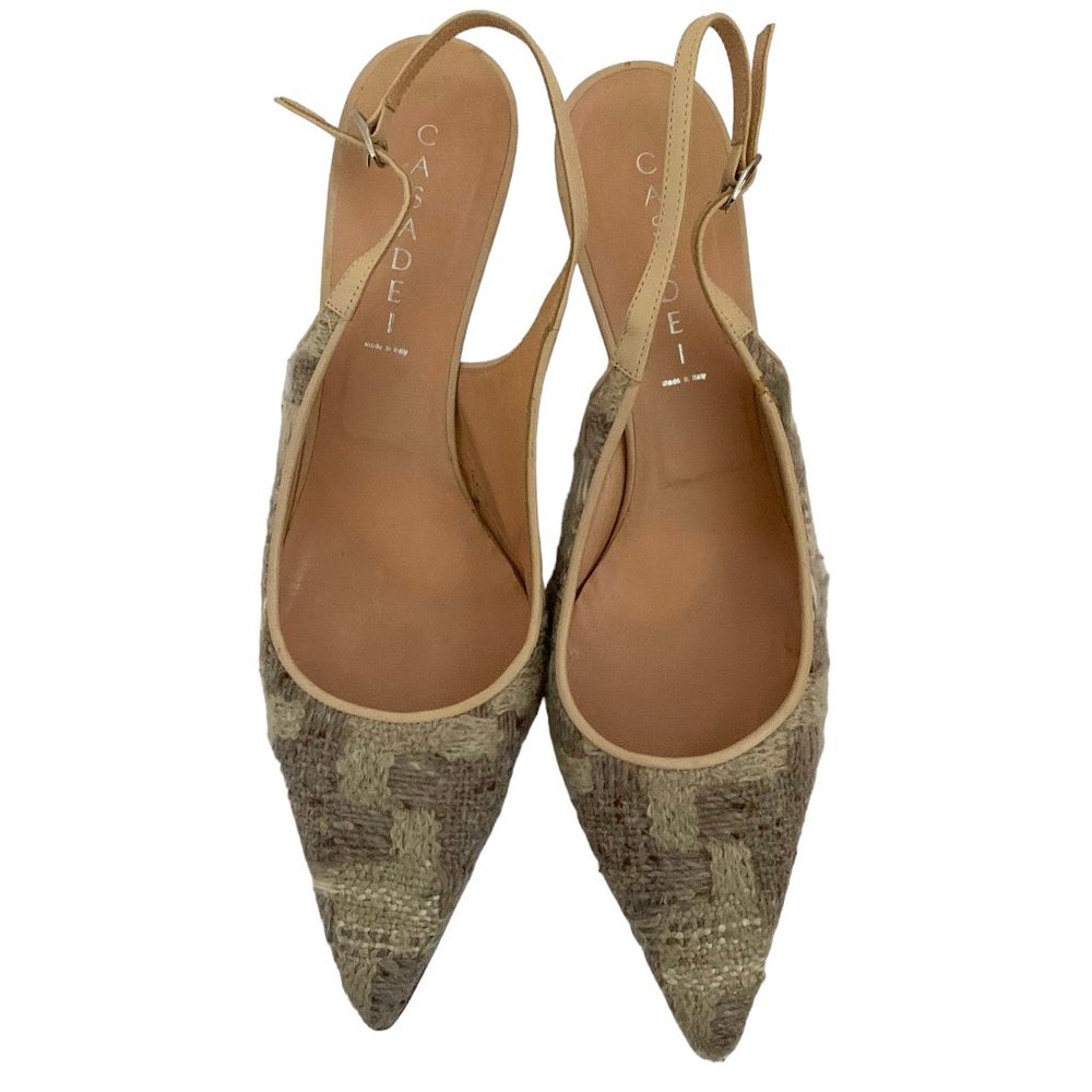 CASADEI woven wool slingback heels sz 10